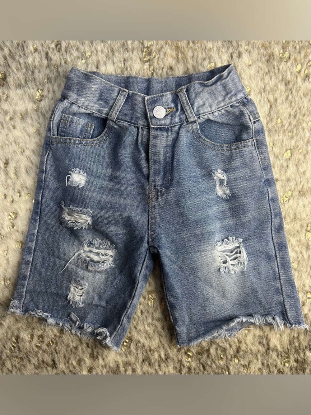 5 for $25🔥Denim Distressed‎ Raw Hem Shorts Boys Medium (6/7)
